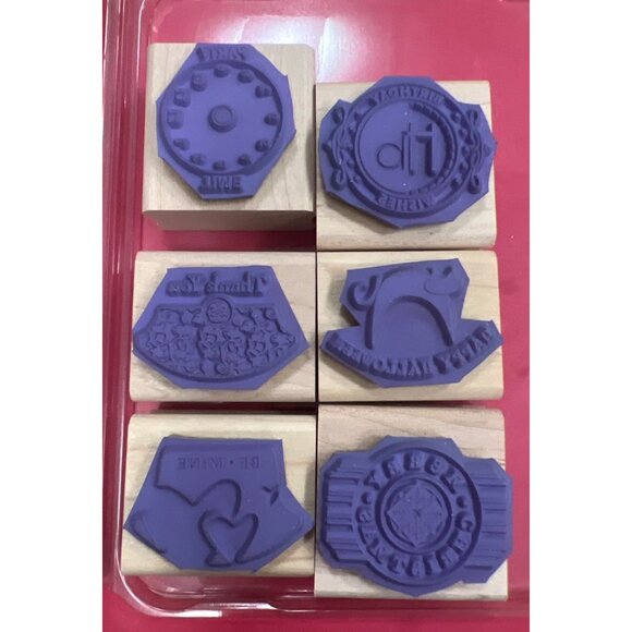 Stampin Up! Party Punch Rubber Stamp Set Of 6 Wood Mounted - Picture 4 of 4